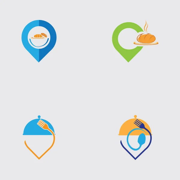 Emplacement Nourriture Logo Set Designs Concept Vecteur Restaurant Logo Dessins — Image vectorielle
