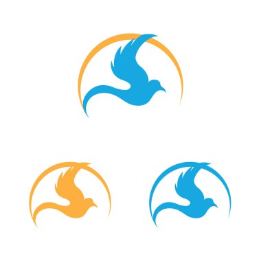 Beyaz arka planda güzel ve büyüleyici kuş logoları koleksiyonu.