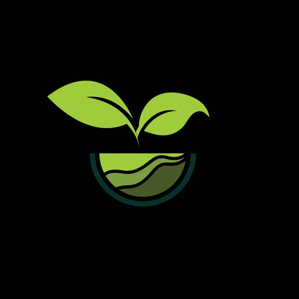 Organic Plants Health Black Background Green — Stock Vector