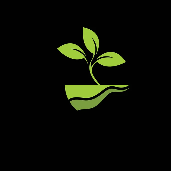 Βιολογικά Φυτά Για Την Υγεία Μαύρο Φόντο Πάει Πράσινο — Διανυσματικό Αρχείο