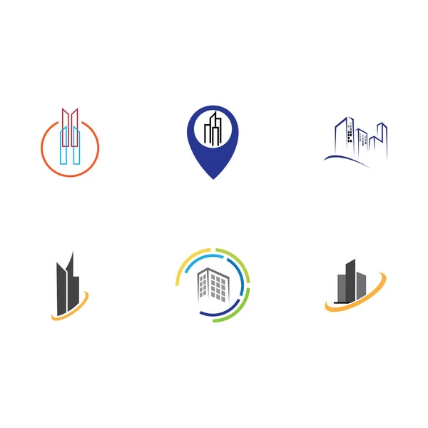 Набір Креативний Сучасний Абстрактний Дизайн Логотипу Нерухомості Барвистий Градієнт Будівлі — стоковий вектор