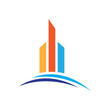 Yaratıcı modern soyut emlak logosu tasarımı, renkli gradyan bina emlak çanta logosu tasarım şablonu