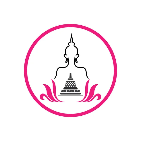 Boeddha Purnima Logo Symbool Vector Illustratie Ontwerp Template — Stockvector