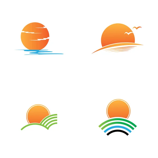 Plantilla Logotipo Sunrise Ilustración Vectorial Icono Logo Plantilla Sol Sobre — Archivo Imágenes Vectoriales