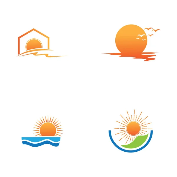 Plantilla Logotipo Sunrise Ilustración Vectorial Icono Logo Plantilla Sol Sobre — Archivo Imágenes Vectoriales