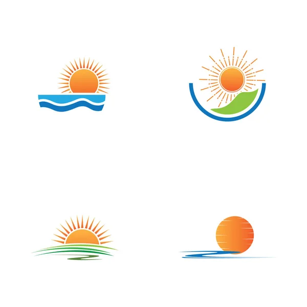 선라이즈 템플릿 Icon Logo Template Sun Horizon — 스톡 벡터