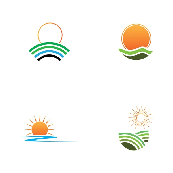 Plantilla Logotipo Sunrise Ilustración Vectorial Icono Logo Plantilla Sol Sobre — Vector de stock
