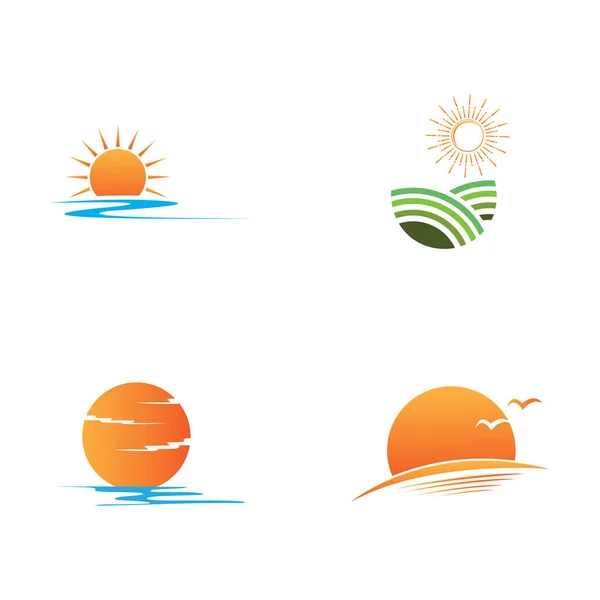 Modelo Logotipo Nascer Sol Ilustração Vetor Icon Logo Template Sun — Vetor de Stock
