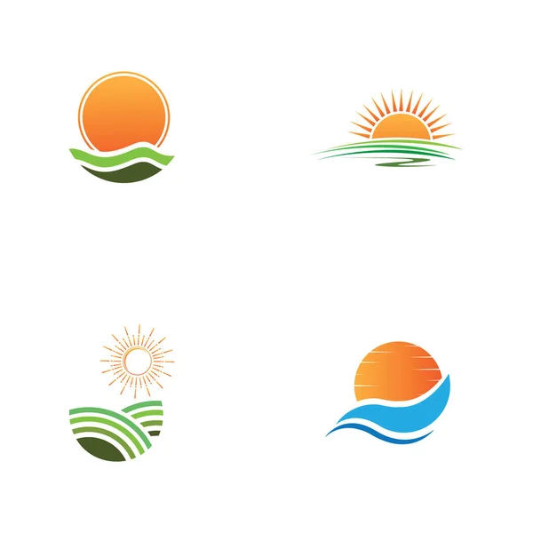 Шаблон Логотипу Sunrise Векторні Ілюстрації Піктограма Логотип Шаблон Сонце Над Векторна Графіка
