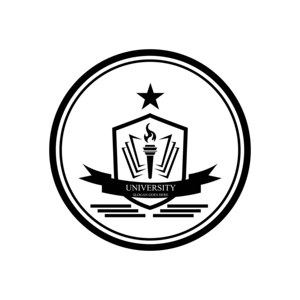 Godła Lub Tarcze Projektowania Logo Wektora Uniwersyteckiego Akademii — Wektor stockowy