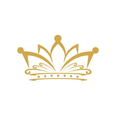 Klasik Crown Logosu Kraliyet Kraliçesi Logo desain vektor şablonu. Simbol geometri Logotype ikon konsep