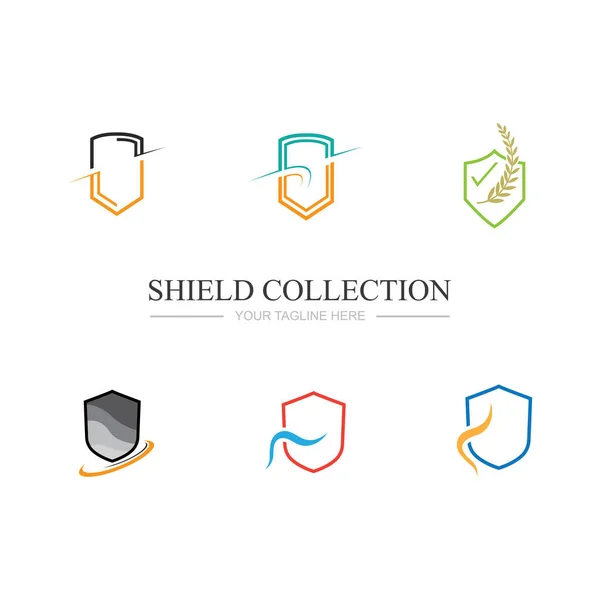 stock vector collection of shield or protection sign logos and symbols on white background