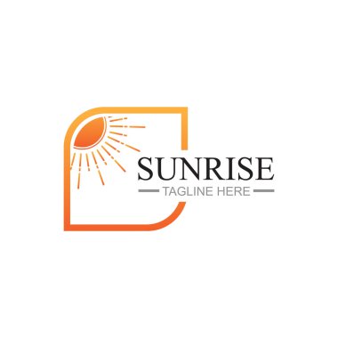 Gündoğumu logo şablonu. Ufuk üzerinde vektör illüstrasyon Simgesi Şablonu Güneşi