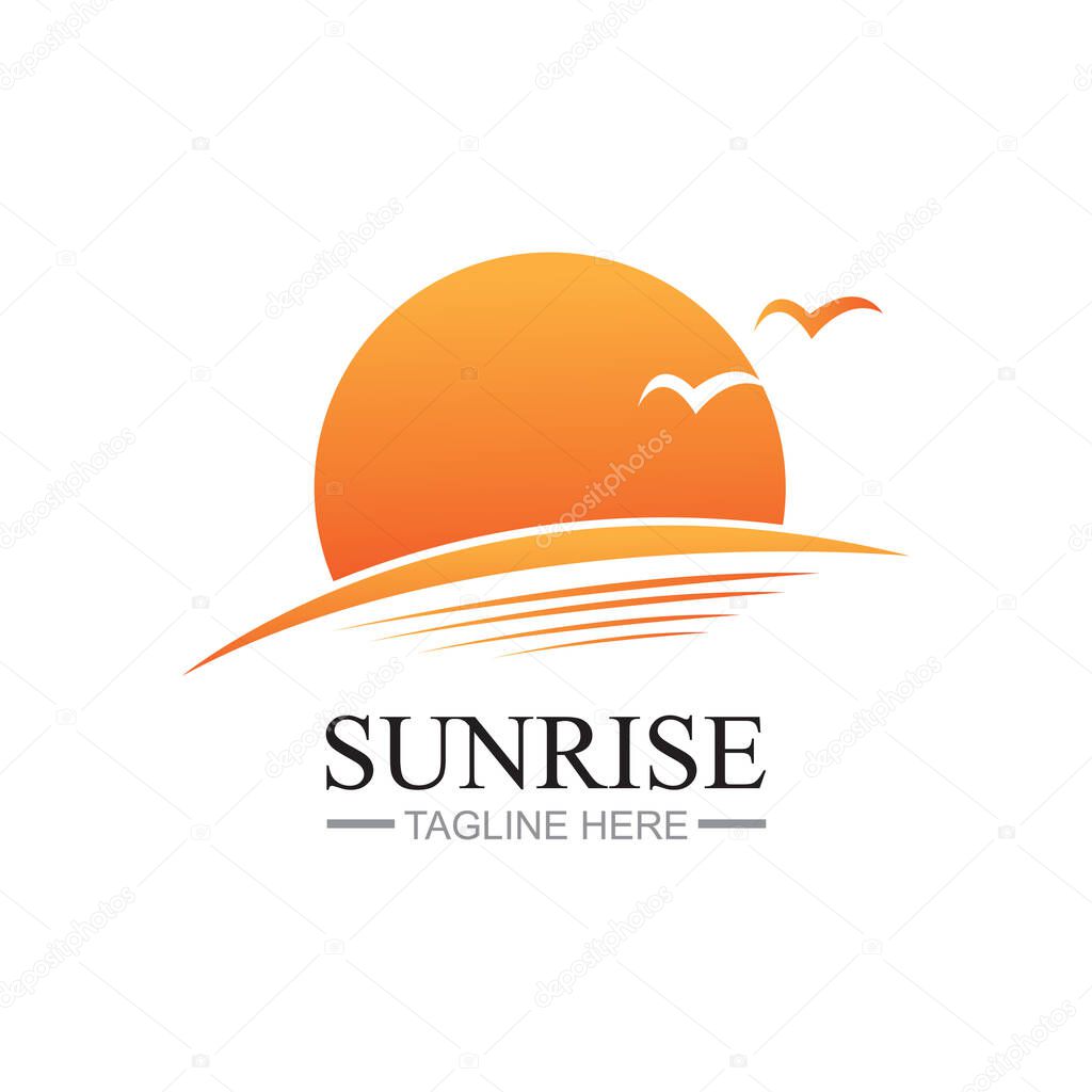 Sunrise logo template. Vector illustration Icon Logo Template Sun over horizon