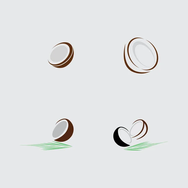 ココナッツロゴのセットグレーの背景デザインテンプレート — ストックベクタ