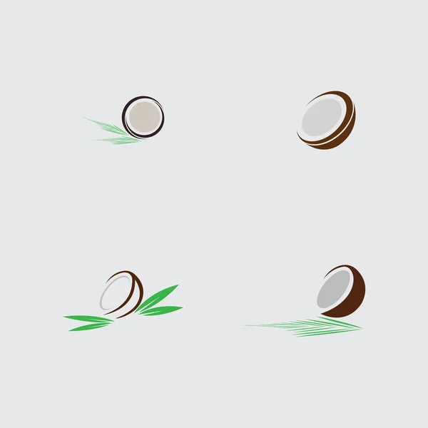 Set Coconut Logo Gray Background Design Template — Stock Vector