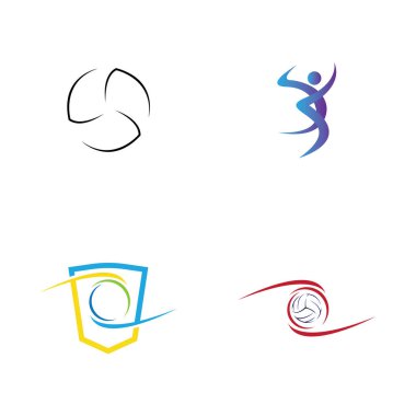 Voleybol logosu seti, amblem, simgeler, hafif arka planda voleybol şablonları.