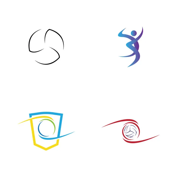 Ensemble Logo Volley Ball Emblème Icônes Modèles Avec Balle Volley — Image vectorielle