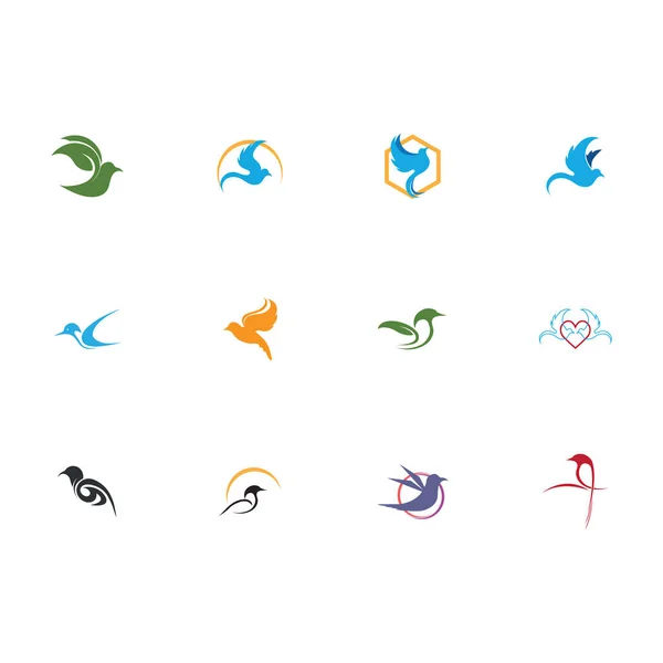 Куча Птичьих Логотипов Логотипов Птиц Отлично Подходят Офисных Брендов Компаний — стоковый вектор
