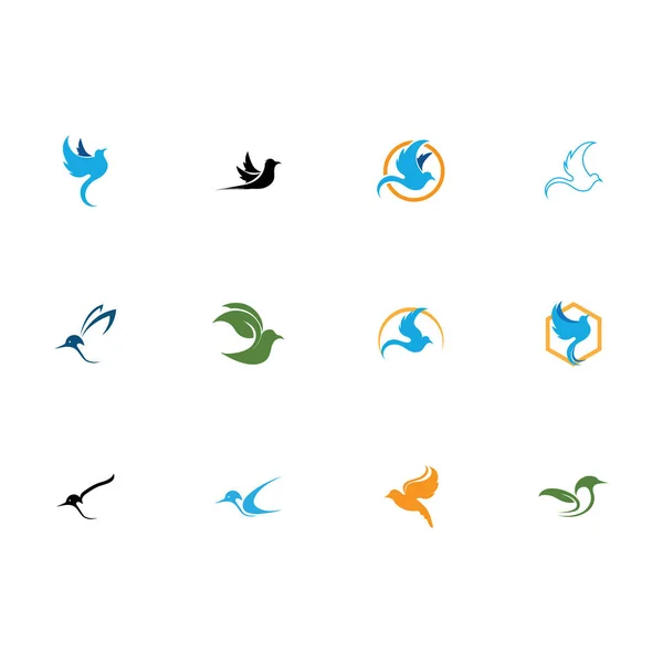 Bunch Bird Logos Bird Logos Great Office Brands Companies Tourist — Stock Vector