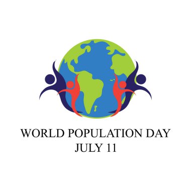 Dünya Nüfus Günü Kavramının Vektör İllüstrasyonu, 11 Temmuz. Aşırı kalabalık, aşırı yüklenmiş, dünya nüfusu ve açlık patlaması.