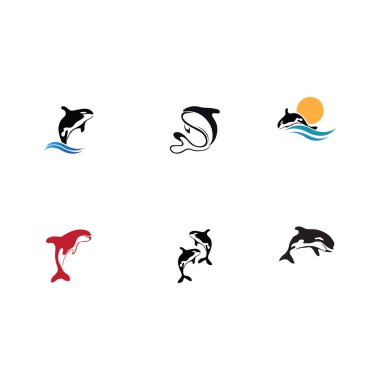 set of  Orca Logo Vector Illustration On Trendy Design.