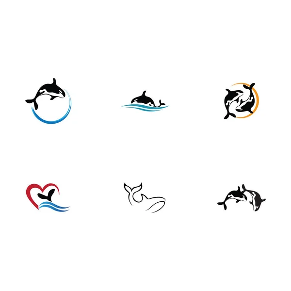 Set Orca Logo Vector Illustration Trendy Design — Wektor stockowy