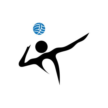 Voleybol logosu, amblem, simgeler, hafif arka planda voleybol şablonları.