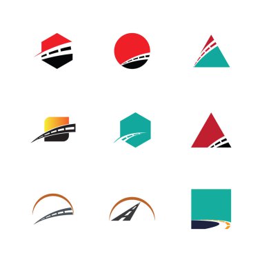 Otoyol otoyolu altyapı logosu ve sembol tasarımı seti