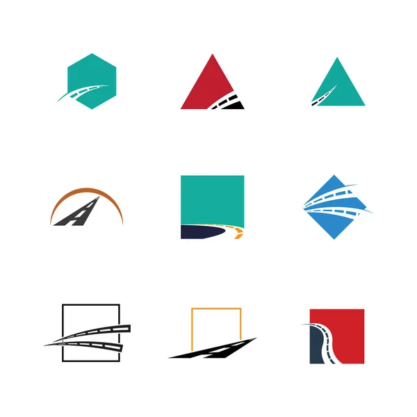 Набор Логотипа Дизайна Дорожной Инфраструктуры Автострады Символов — стоковый вектор