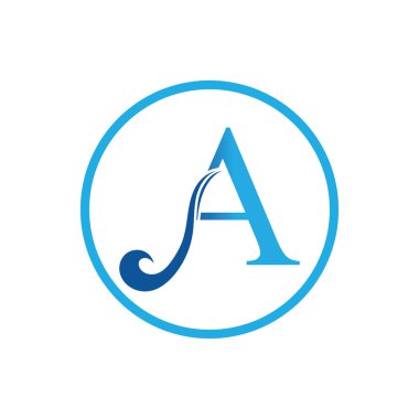 Basit ve zarif harf A ve su dalgası logosu bir şirket logosu veya markası için uygundur.