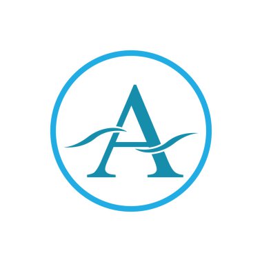 Basit ve zarif harf A ve su dalgası logosu bir şirket logosu veya markası için uygundur.