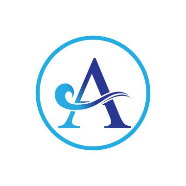 Basit ve zarif harf A ve su dalgası logosu bir şirket logosu veya markası için uygundur.