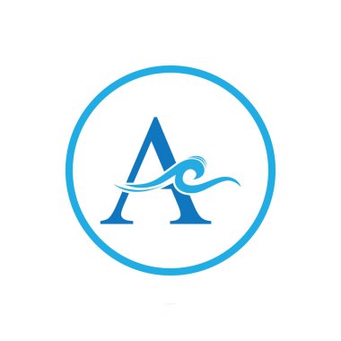 Basit ve zarif harf A ve su dalgası logosu bir şirket logosu veya markası için uygundur.