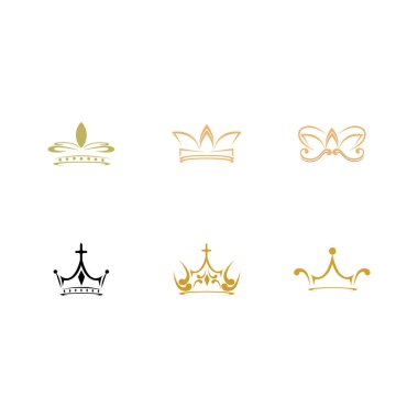 Klasik Crown Logosu, Royal King Queen abstrak logo desain vektor şablonu. Simbol geometri Logotype ikon konsep