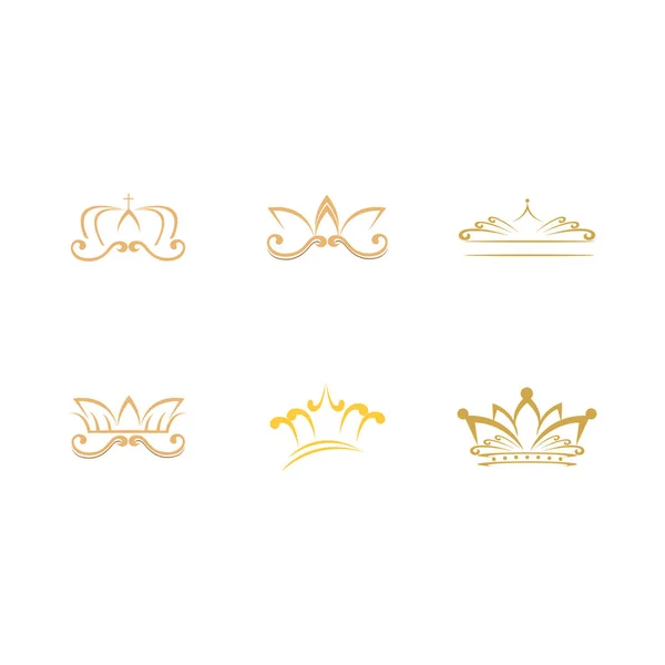 Vintage Crown Logo Set Royal King Queen Abstrak Logo Desain — Stockvektor