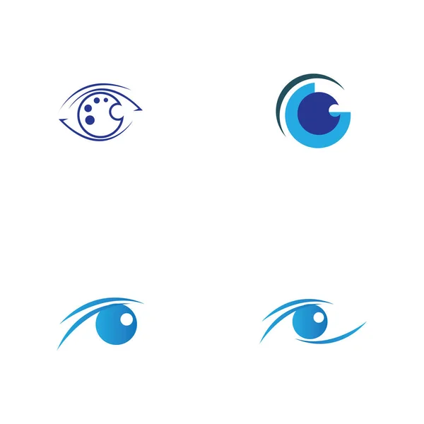 一套隐形眼镜眼视觉闪烁着五彩斑斓的标志设计灵感 — 图库矢量图片