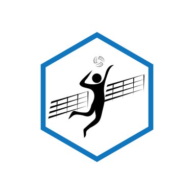 Voleybol spor logosu ve sembol tasarımının vektör çizimi