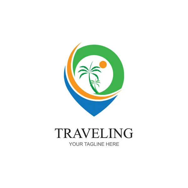Modern Renk Ajansı Seyahat Kontrol Logosu Ulaşım Lojistik Dağıtım Logosu — Stok Vektör