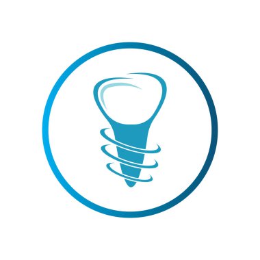 Diş implantı logosu ve sembol tasarım şablonu vektörü