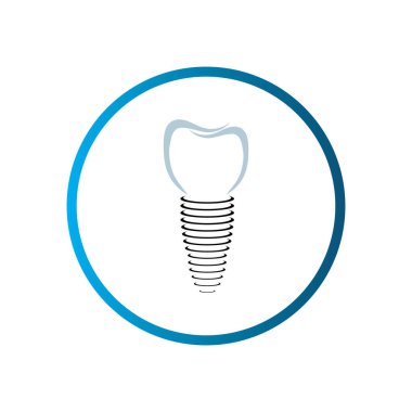 Diş implantı logosu ve sembol tasarım şablonu vektörü