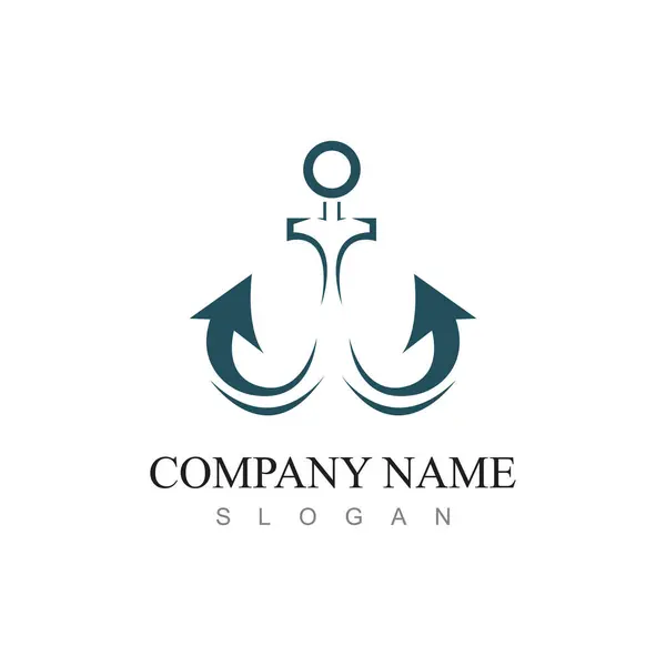 Marine Retro Emblems Logo Anchor Rope Anchor Logo Vecto — Stock Vector