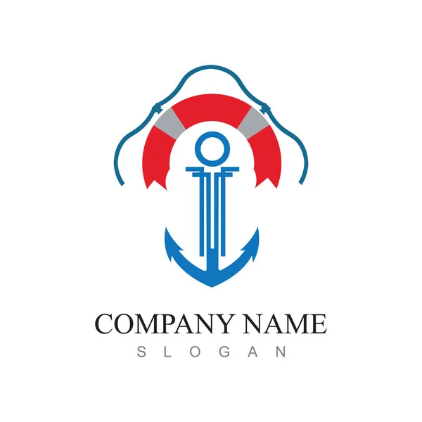 Логотип Морських Ретро Емблем Якорем Мотузкою Логотип Якоря Вектор — стоковий вектор