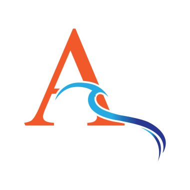Bir mektup dalga Logo şablonu vektör çizim