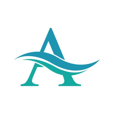 Bir mektup dalga Logo şablonu vektör çizim