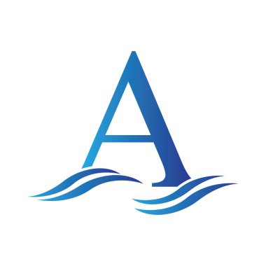 Bir mektup dalga Logo şablonu vektör çizim