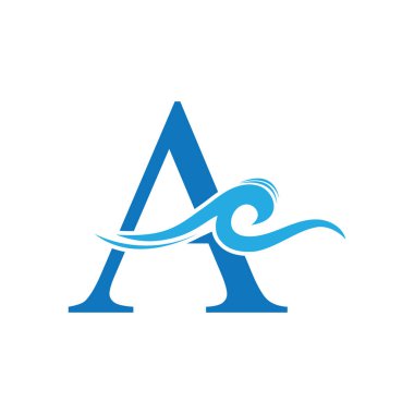 Bir mektup dalga Logo şablonu vektör çizim