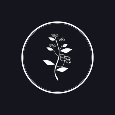 Yasemin çiçeği logosu ve simgesi siyah arkaplanda