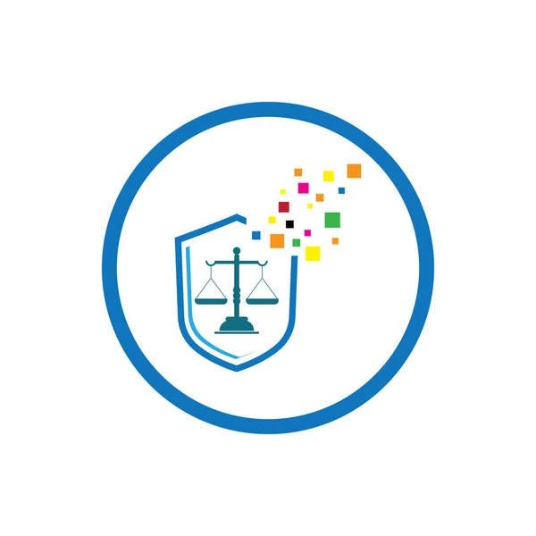 Beyaz Arka Planda Adalet Hukuku Logosu Sembolünün Vektör Illüstrasyonu — Stok Vektör