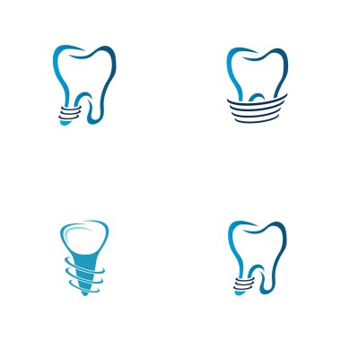 Diş implantı logosu ve sembol tasarım vektörü seti